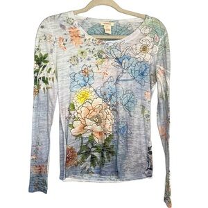 Sundance Y2K Style Floral Printed Long Sleeve Top Small